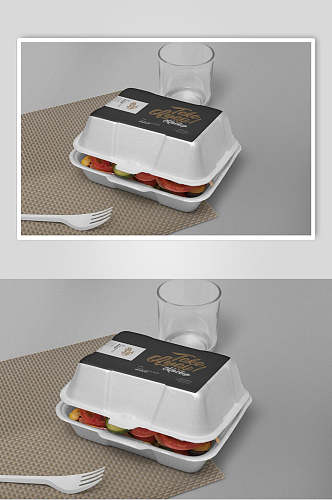 塑料叉子番茄一次性餐盒贴图样机