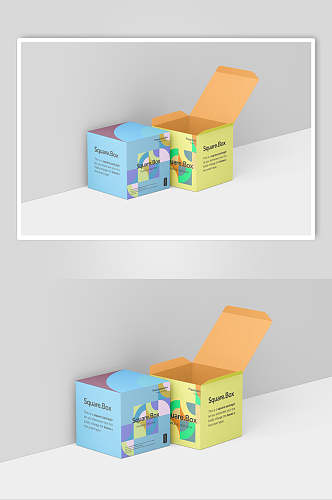 立体方块英文创意纸盒贴图样机