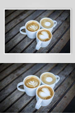 木板拉花白瓷杯咖啡拉花图案图片