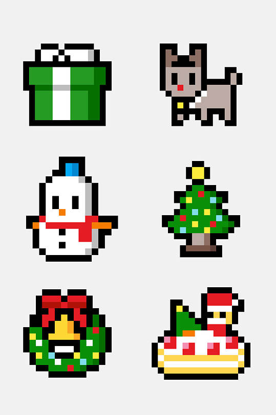 雪人卡通马赛克游戏图案免抠素材