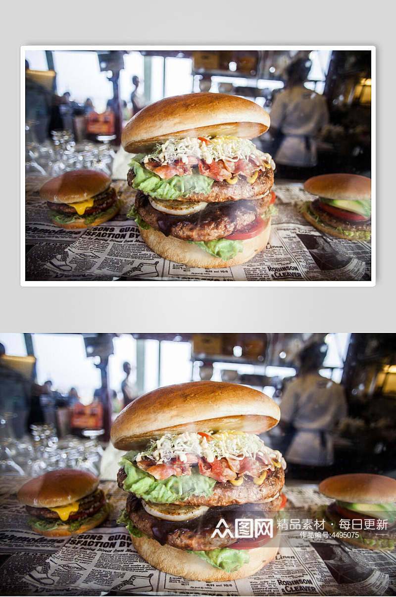 高端餐饮汉堡美味效果图高清图片素材
