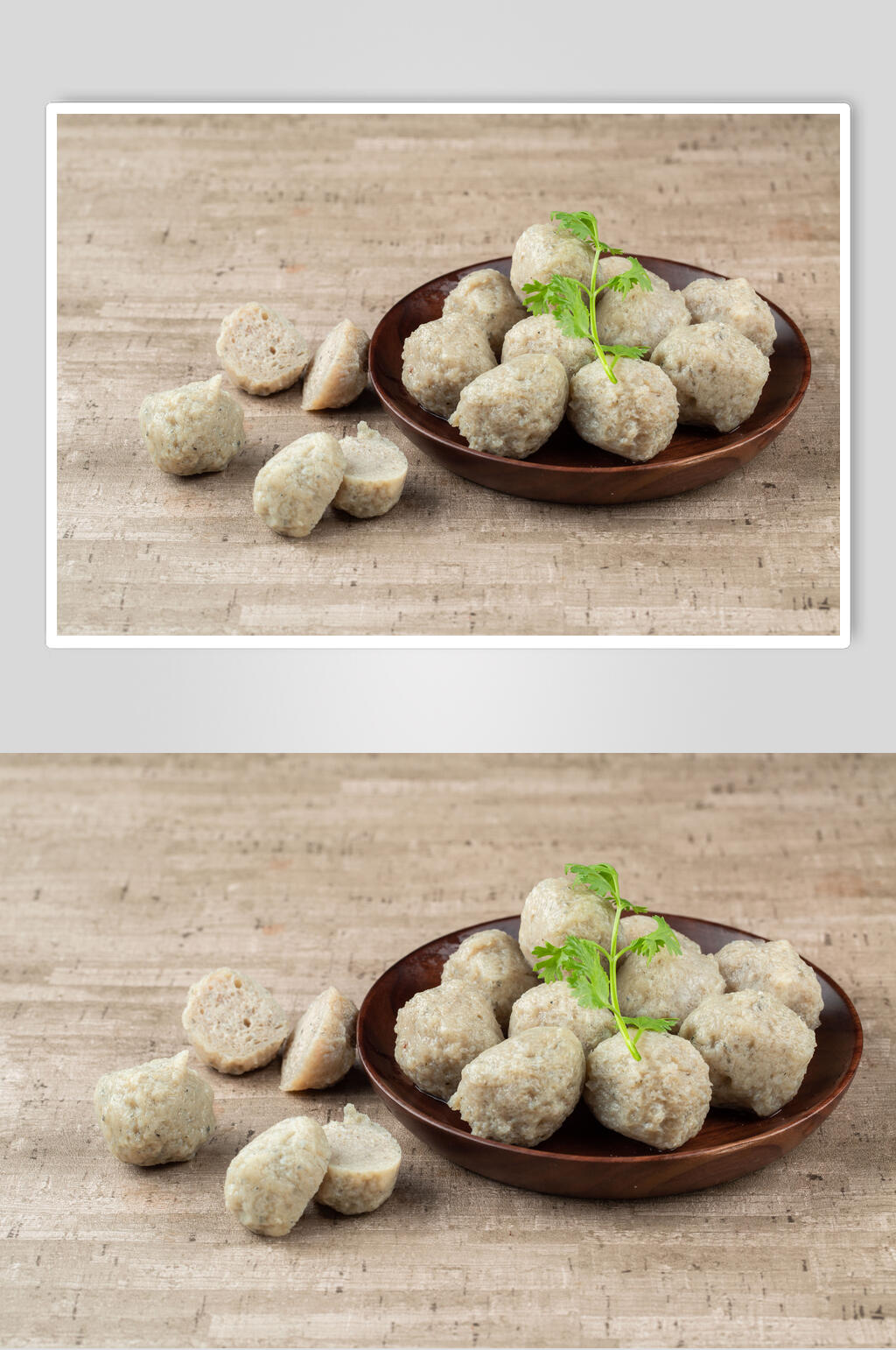 招牌美味牛肉丸木纹底火锅配菜图片素材