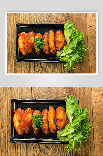 生菜鸡翅酥脆炸鸡腿食品图片