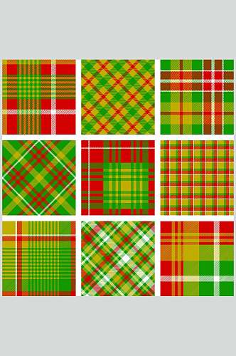 红绿简约素雅彩色格子图案矢量素材