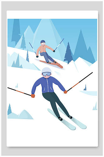 滑雪创意冬奥会插画