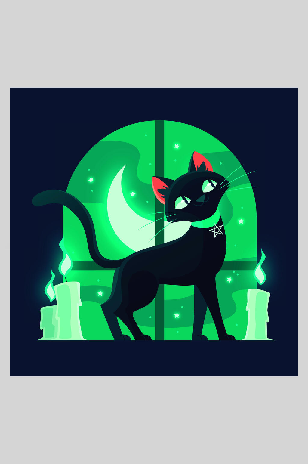 青色时尚矢量猫咪万圣节插画素材