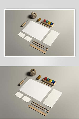 尺子铅笔长方形办公用品VI样机
