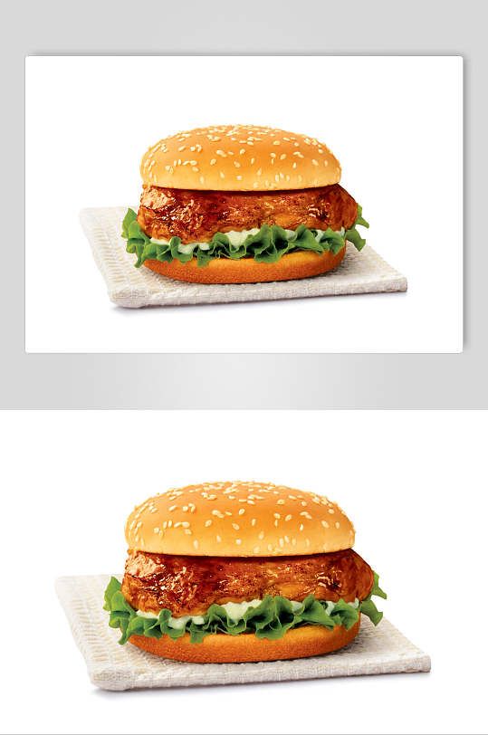 招牌白底汉堡食物图片