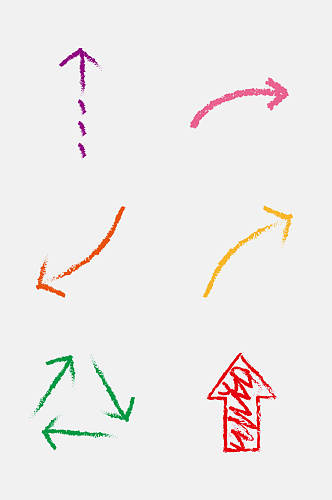 三角形手绘彩色箭头免抠素材