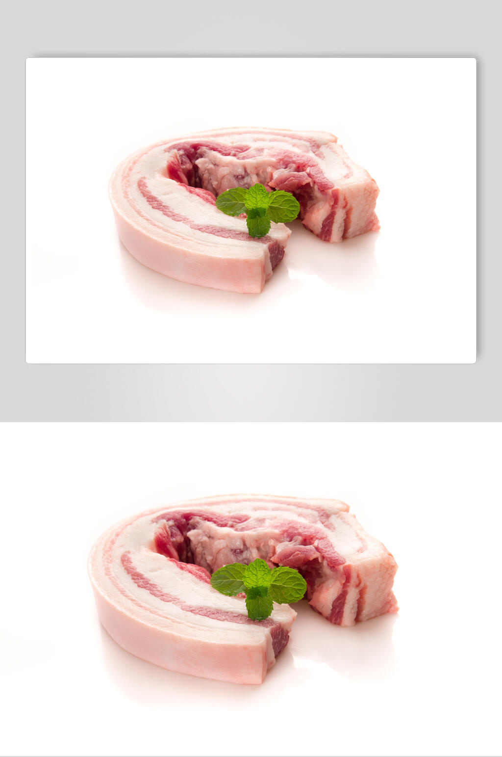 薄荷白底猪肉摄影图素材