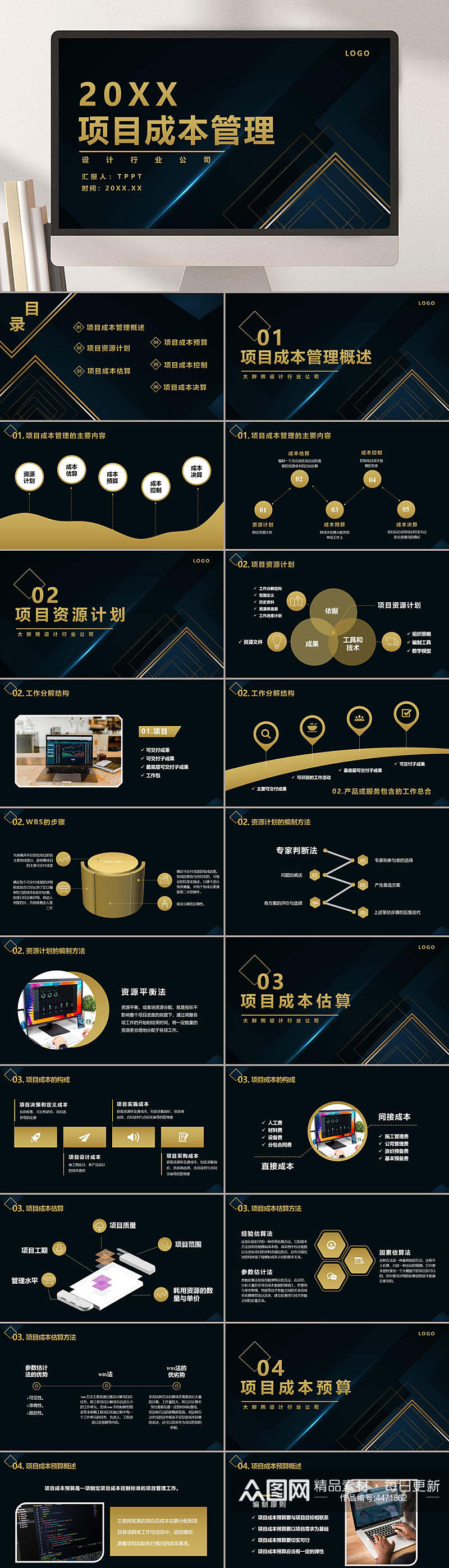 黑色经典项目成本管理分析PPT素材