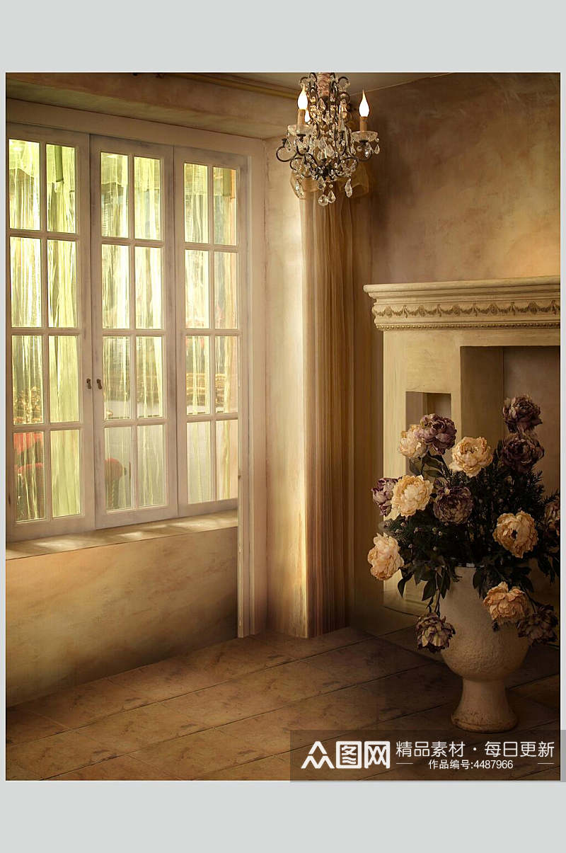 木地板花朵吊灯棕拍摄背景图片素材