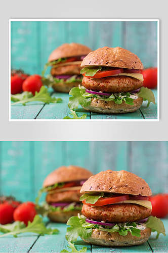 西红柿餐饮汉堡美味效果图高清图片