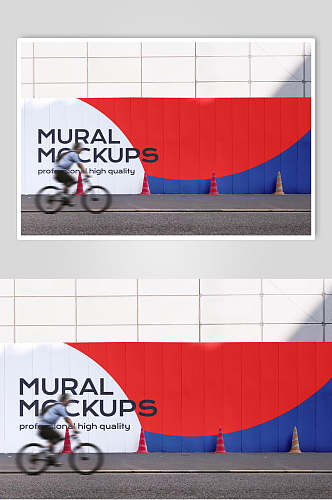 单车英文字母墙面广告绘画涂鸦样机