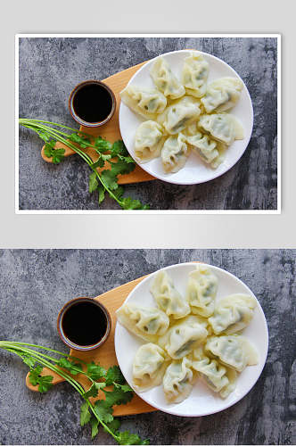 香菜饺子餐饮摄影图
