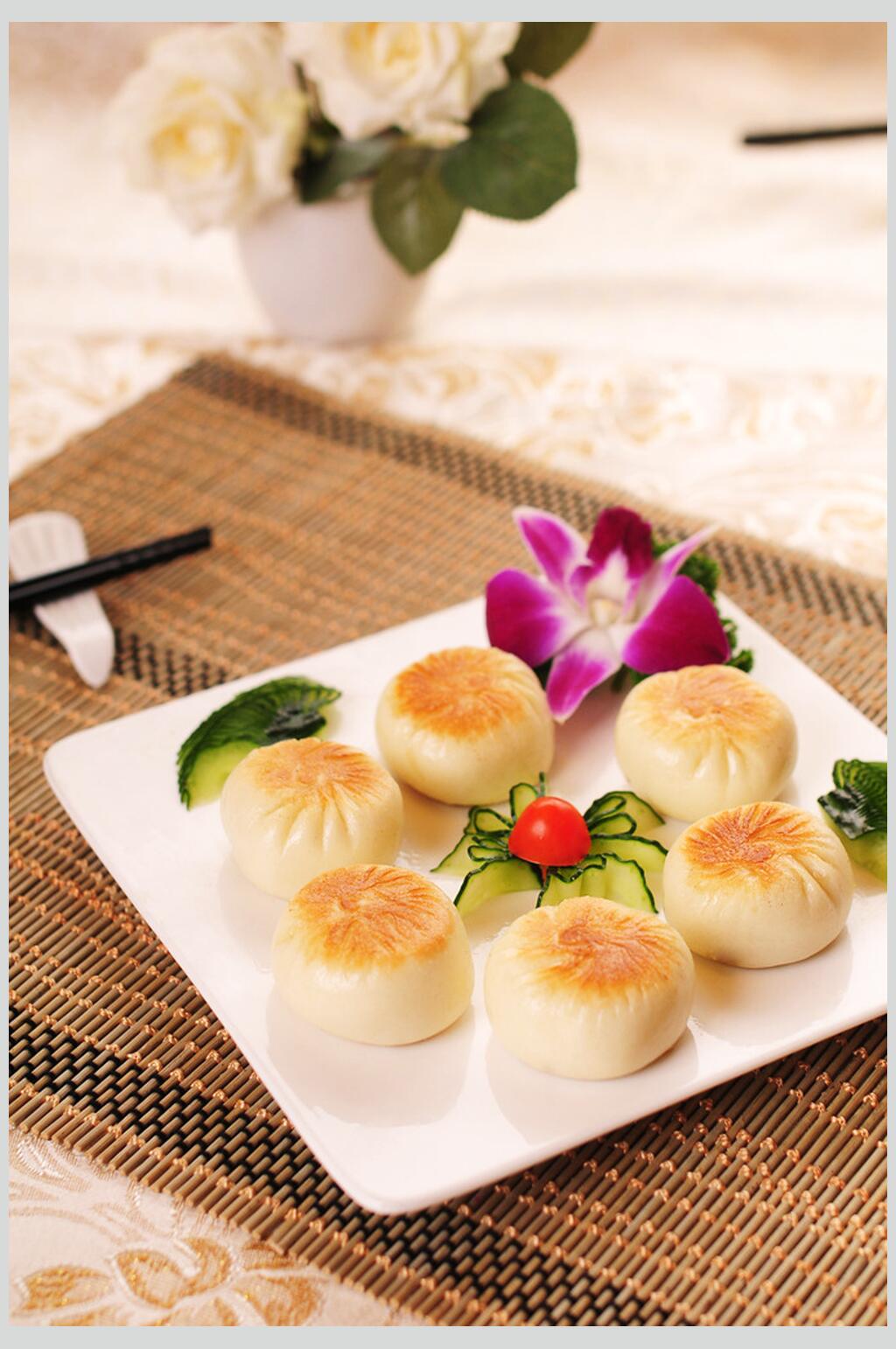 精品生煎包早餐美食早茶包子图片素材