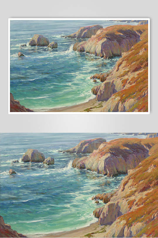海洋海岸石头艺术美术画图片