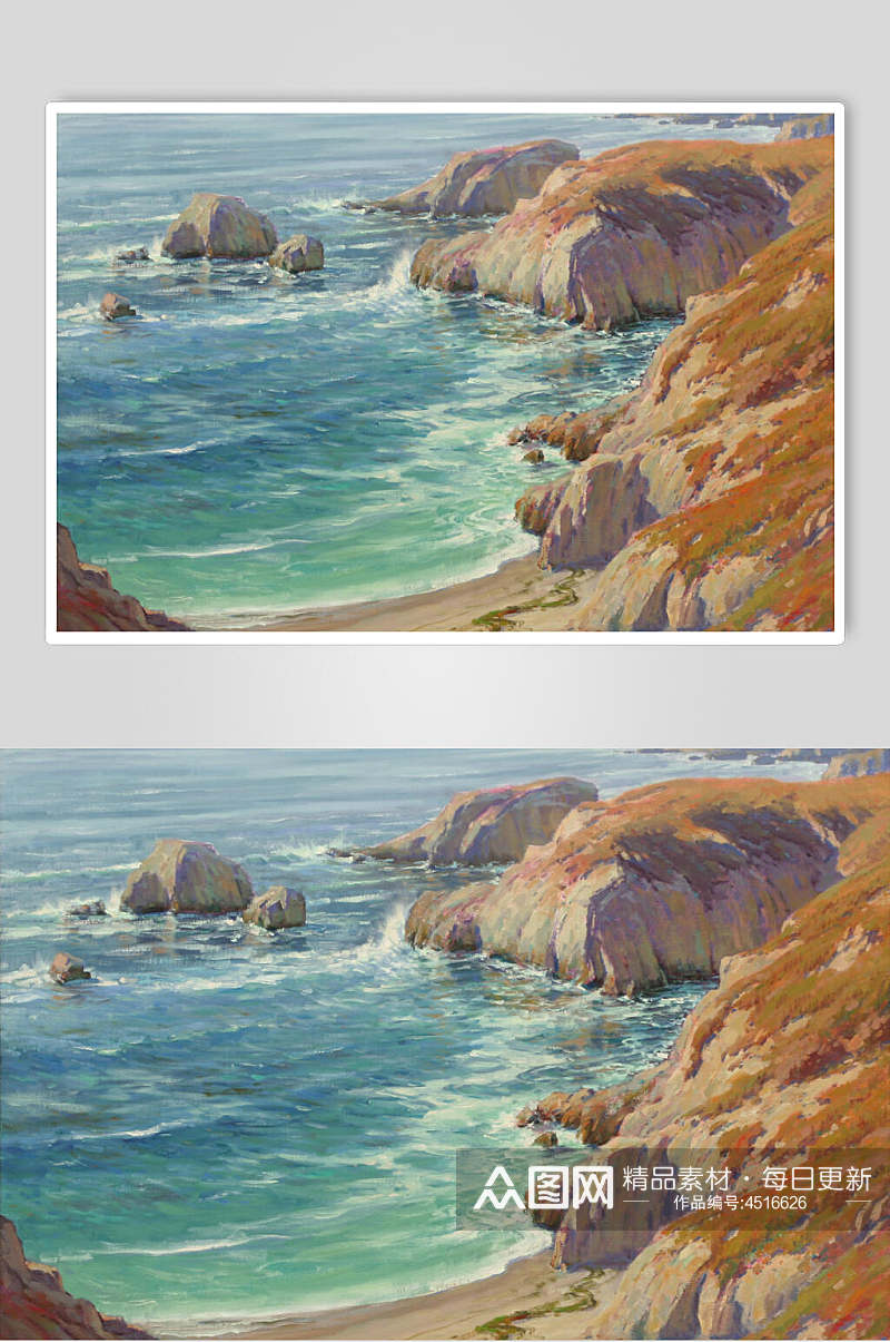 海洋海岸石头艺术美术画图片素材
