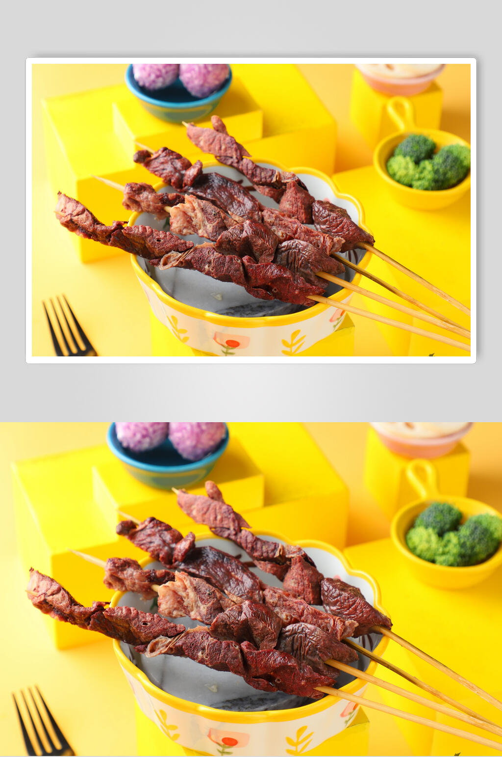 牛肉串黄底火锅配菜图片素材