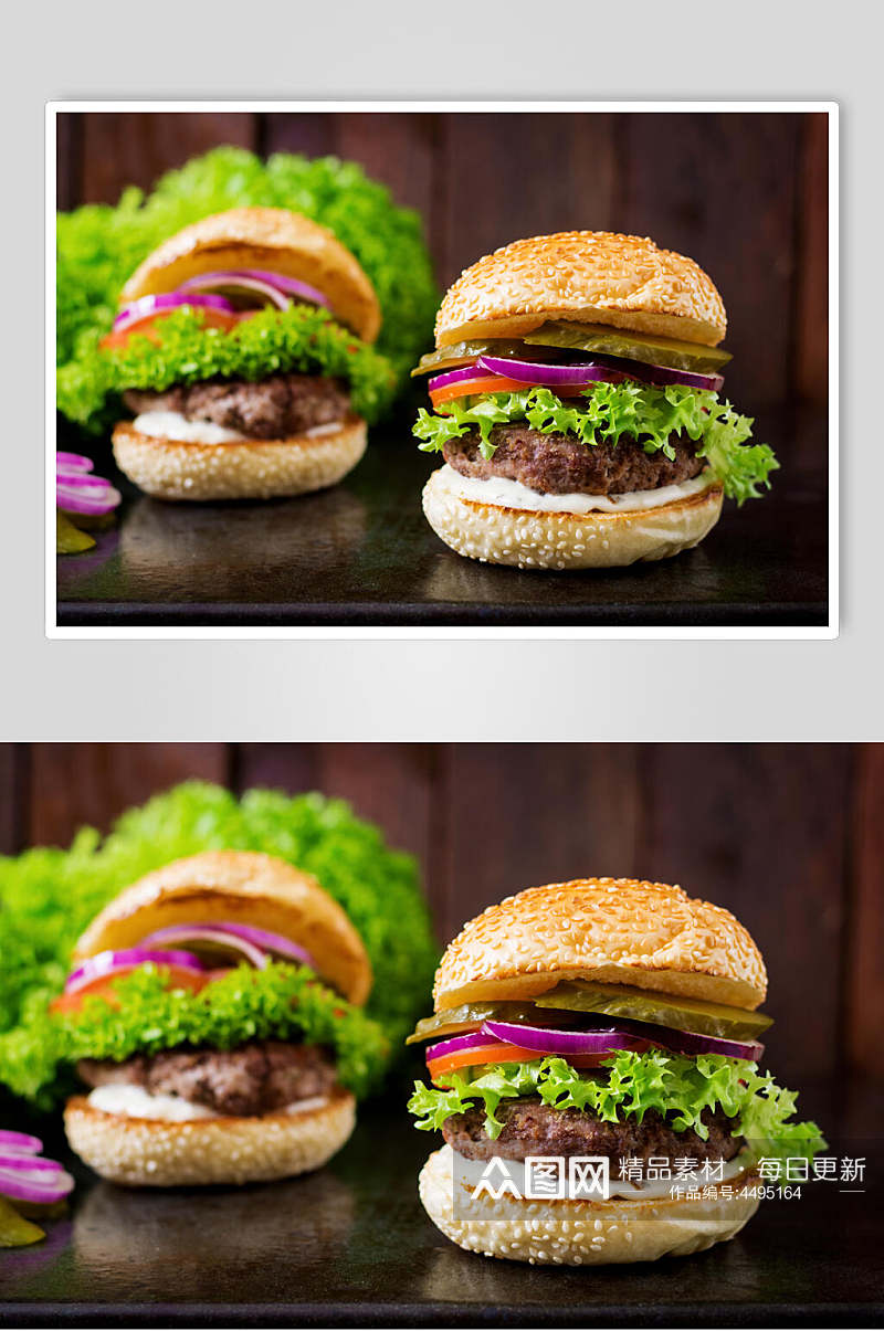 清新时尚餐饮汉堡美味效果图高清图片素材