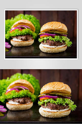 清新时尚餐饮汉堡美味效果图高清图片