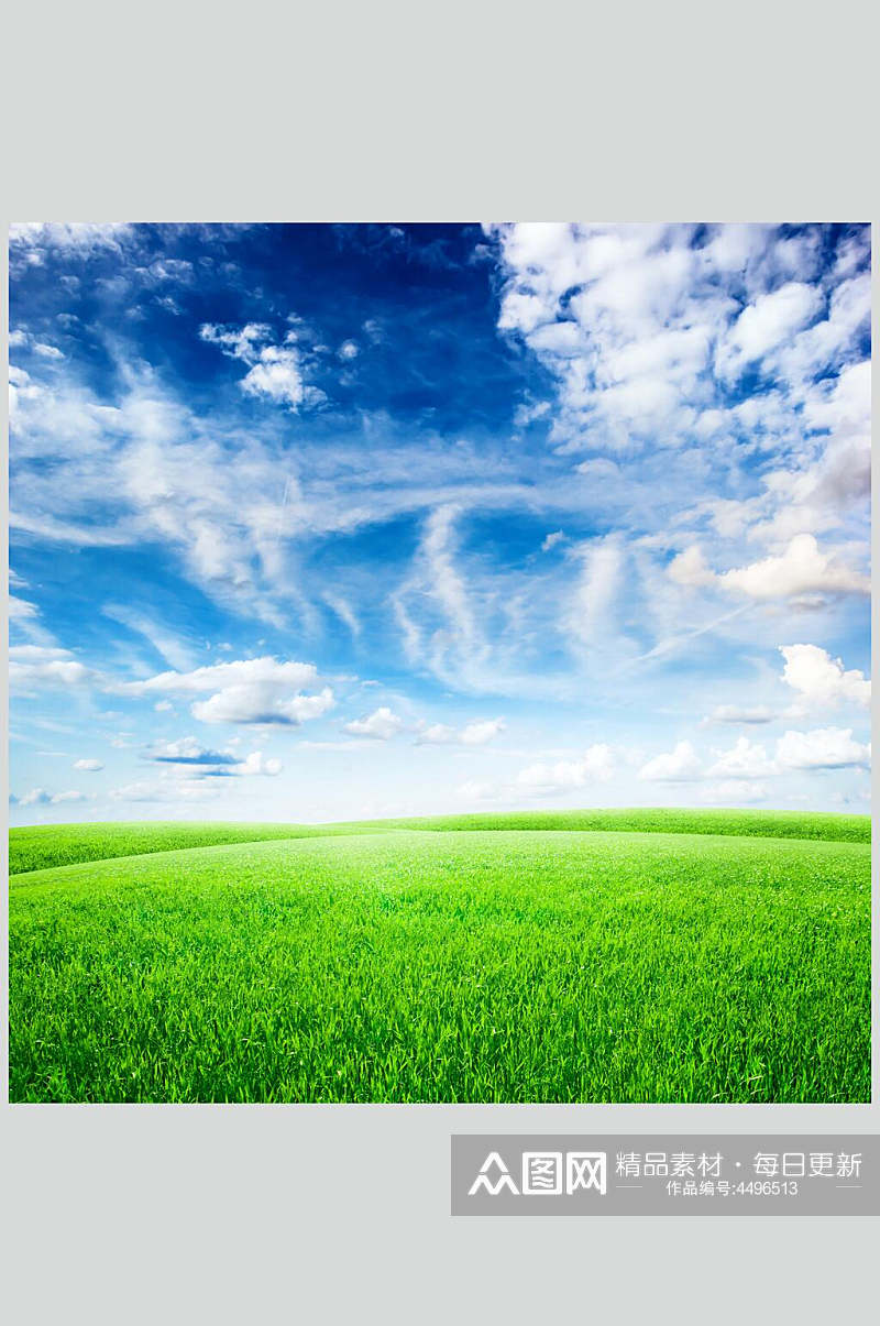 绿色蓝天白云草原草地风景摄影图片素材