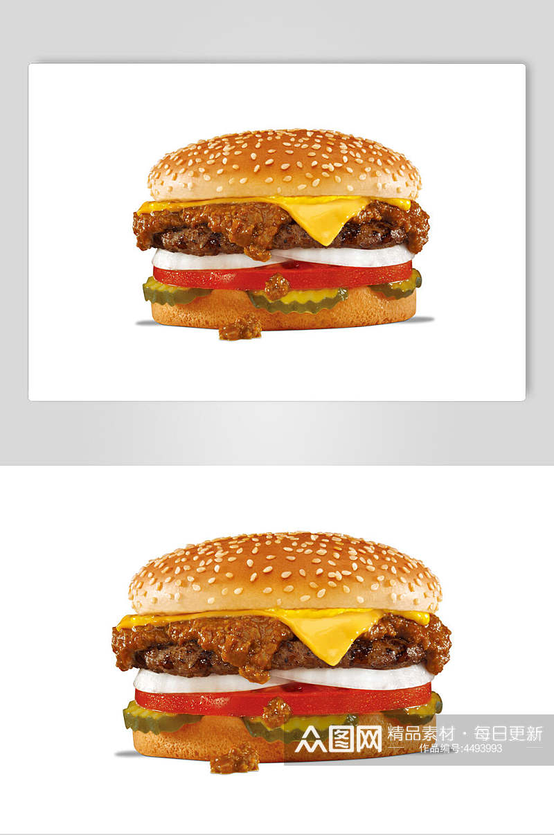 新鲜白底汉堡食物高清图片素材