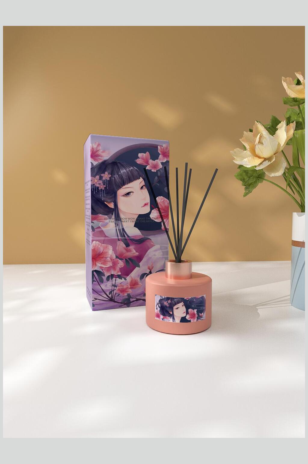 香薰花朵阳光袋子文创包装盒样机素材