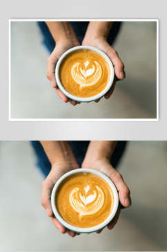 简约爱心咖啡拉花图案图片