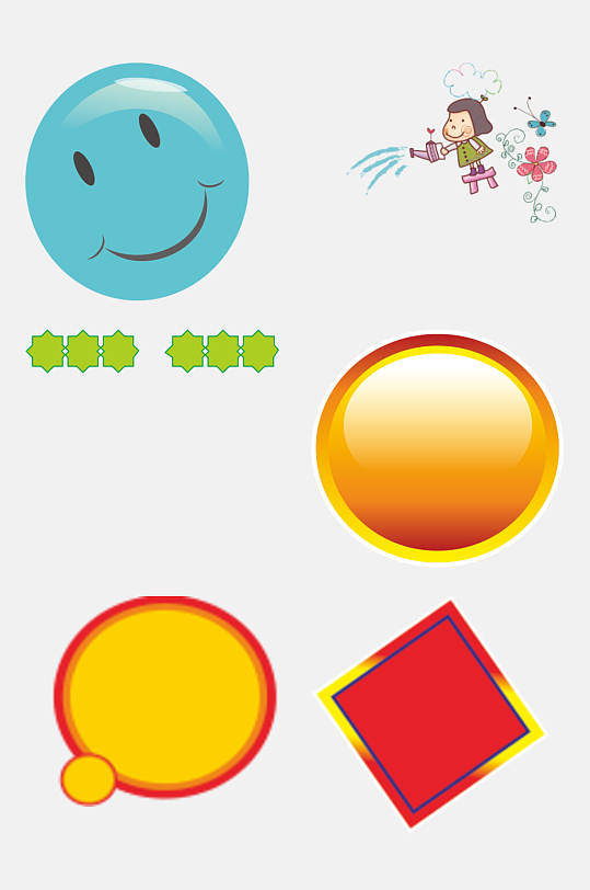 花朵圆形手抄报标题样式免抠素材