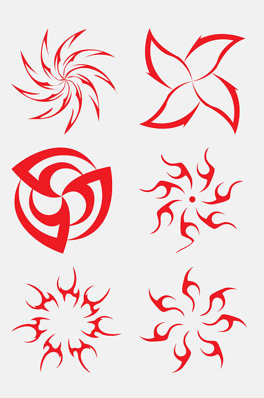 素雅红色简约图腾形状纹身免抠素材