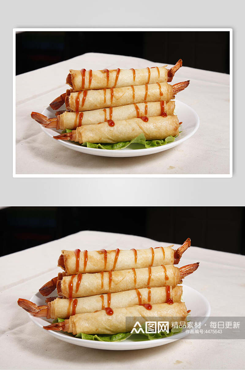 炸虾飘香番茄酱鸡小吃摄影图片素材