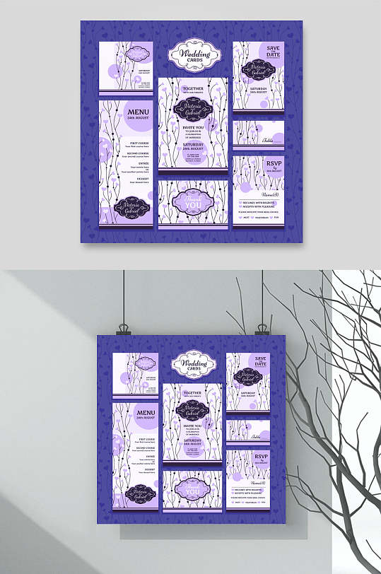 紫色欧式花纹包装图案矢量素材