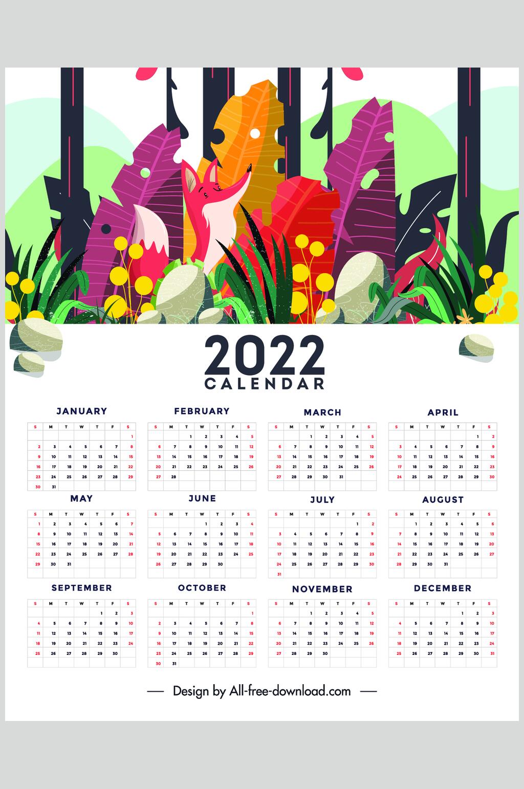 极简时尚竖版虎年日历矢量素材素材
