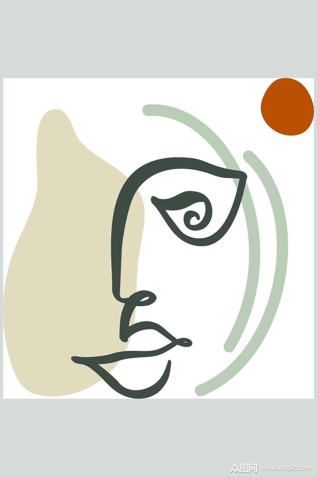 嘴巴唯美创意抽象线条人物矢量素材素材
