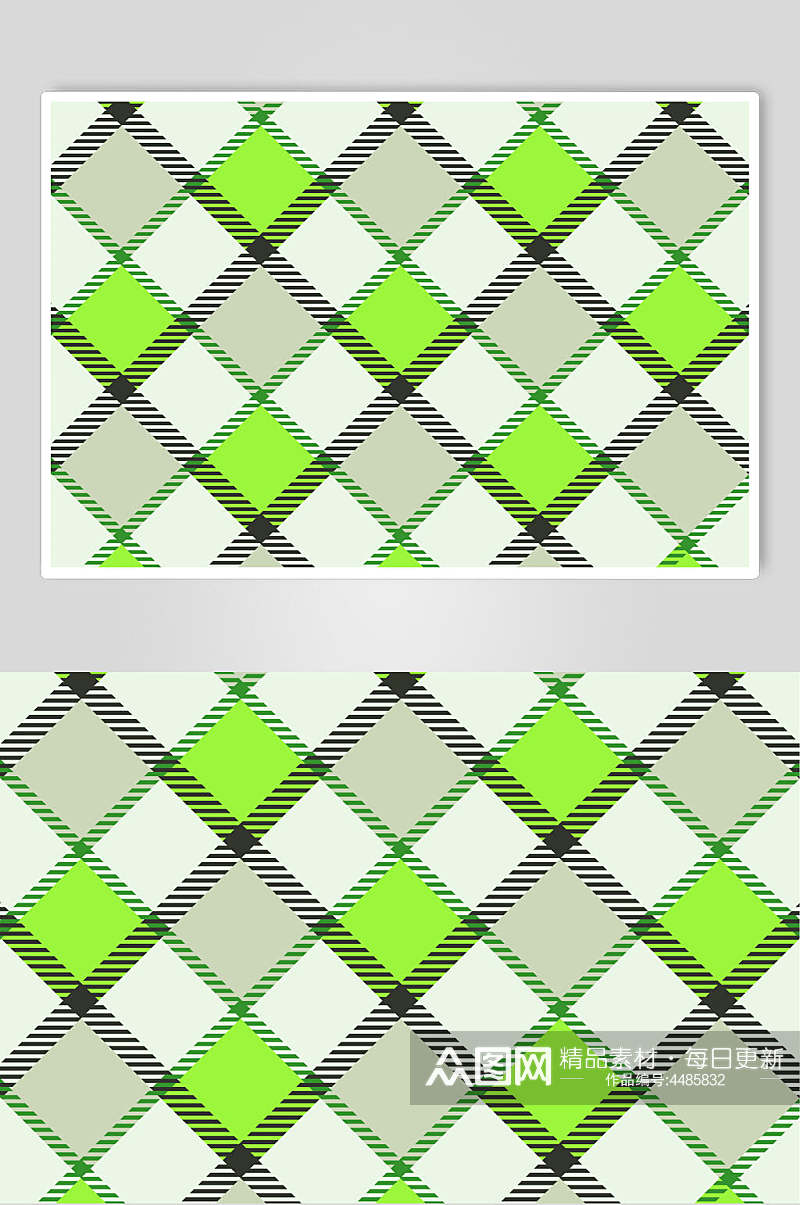 线条绿色清新彩色格子图案矢量素材素材