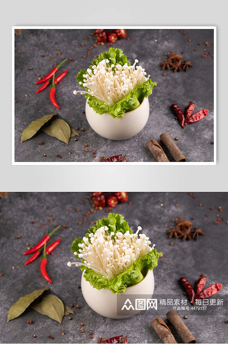 金针菇新鲜烫菜摄影图片素材