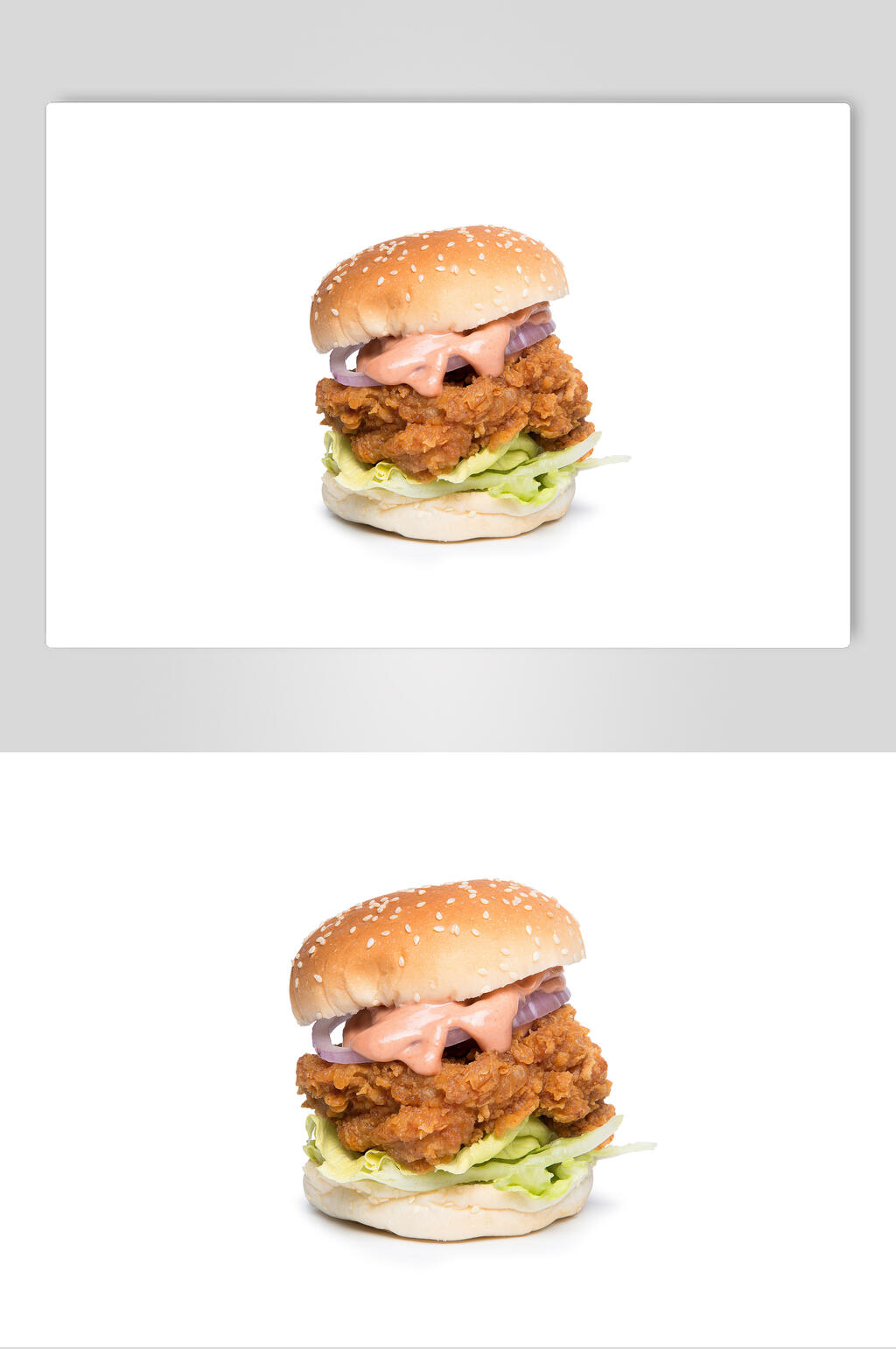 鸡肉白底汉堡食物图片素材