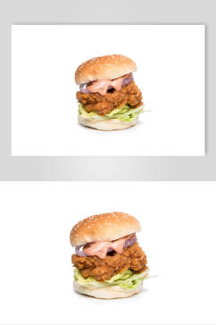 鸡肉白底汉堡食物图片