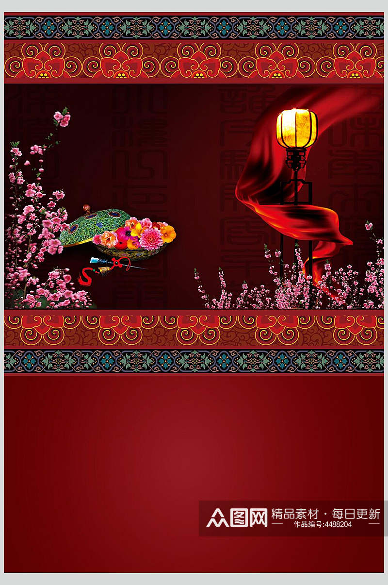 墙壁花朵绸缎红色拍照背景图片素材