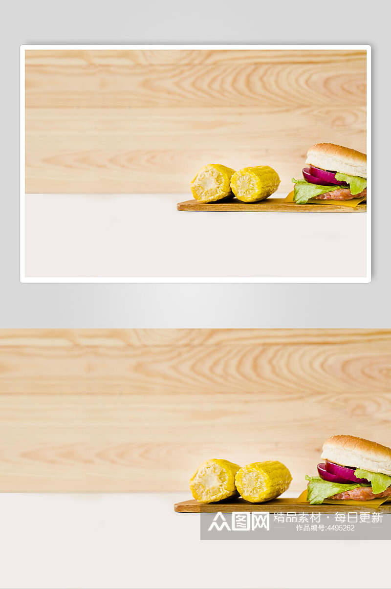 招牌玉米餐饮汉堡美味效果图高清图片素材