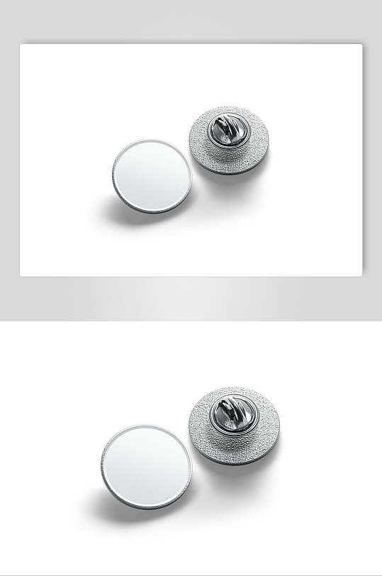 铁环扣灰白色圆形珐琅徽章样机-众图网