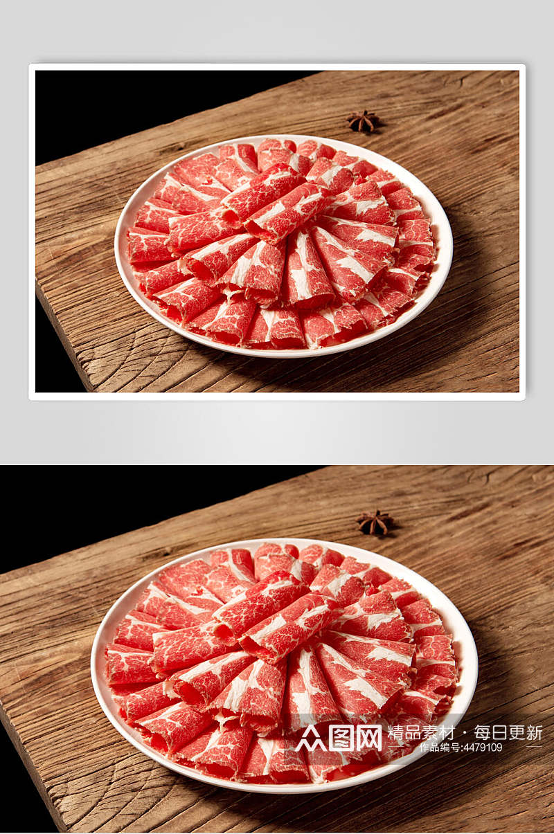 牛肉卷新鲜烫菜摄影图片素材