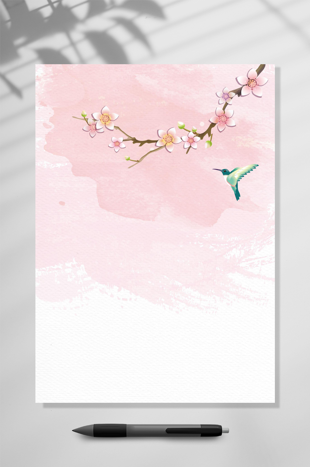 粉红色渐变信纸背景WORD素材