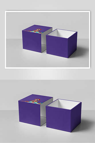 立体方块女孩紫抽屉包装盒样机