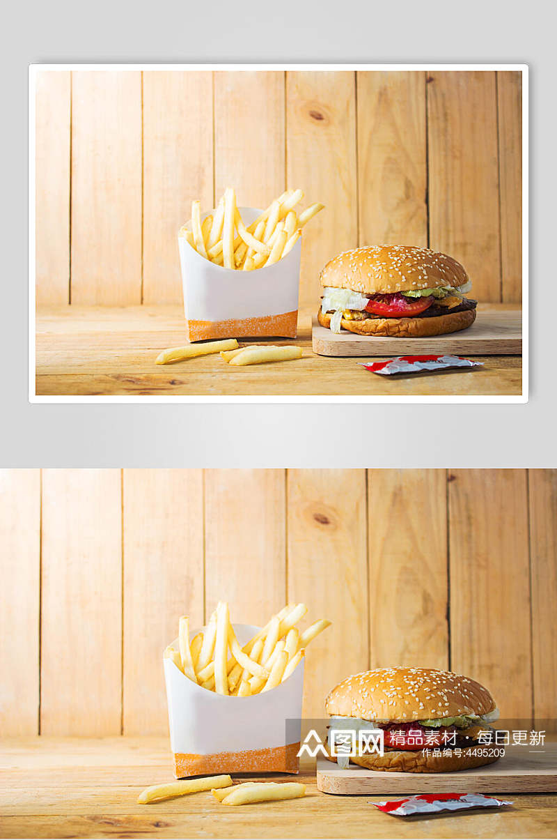 精致薯条餐饮汉堡美味效果图高清图片素材