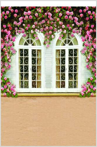 花朵叶子门窗粉欧式田园风图片