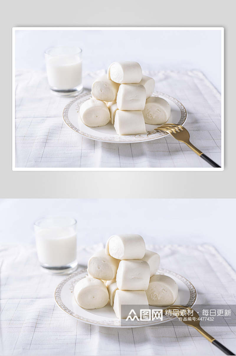 牛奶馒头小笼包早茶摄影图素材
