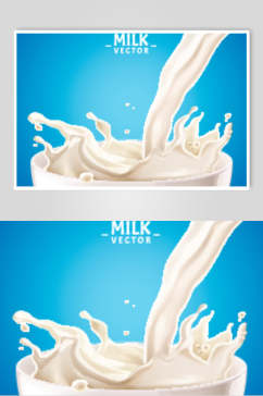 蓝黄英文牛奶制品合成广告矢量素材