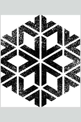 雪花黑色手绘清新几何图形矢量素材